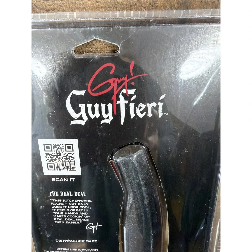 Guy Fieri Hand Held Double Blade Food Chopper Mezzaluna‎ Salad Herb Knife Black